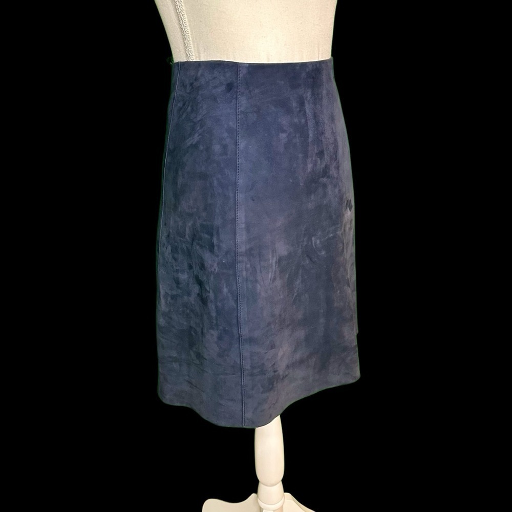 Nwt Joseph ‘Janet Suede Velour Eola’ Genuine Lambskin Navy Blue Mini Skirt Sz 4 — image 5 of 8